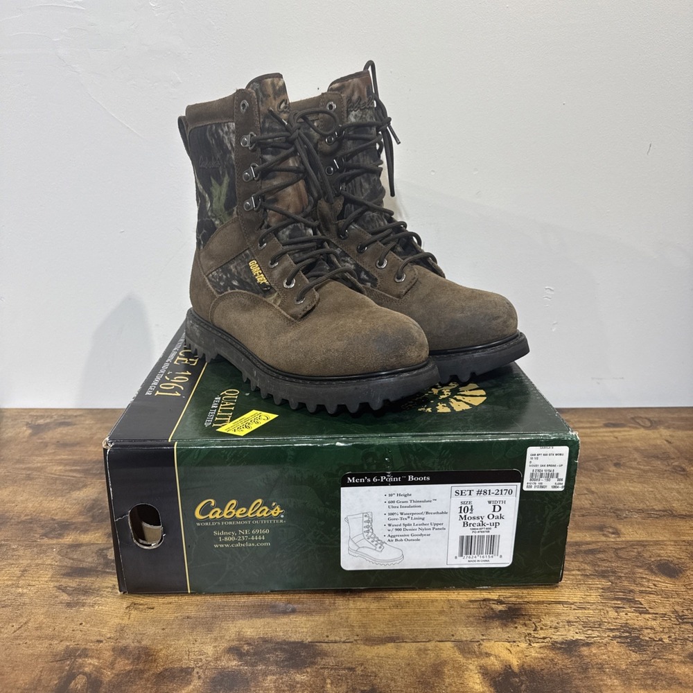 Cabela's Gore-Tex Insulated 600gram Camo Mens Sz 10.5 D Hunting Boots Preowned